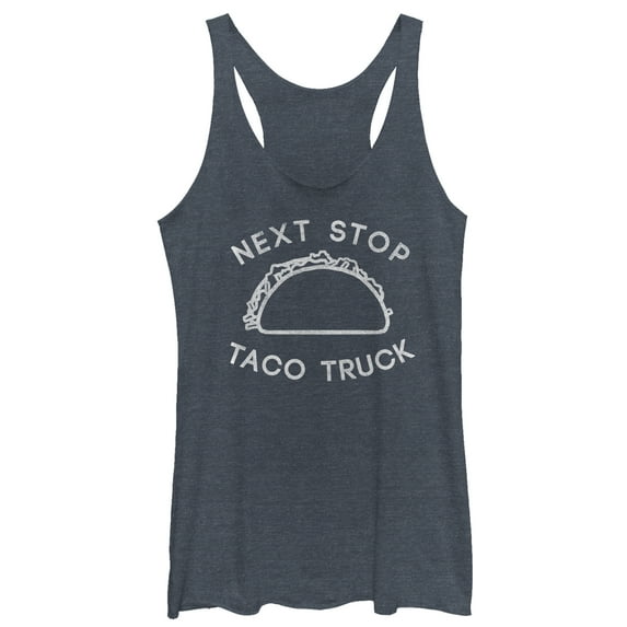 Women's CHIN UP Taco Truck Stop Racerback Tank Top Navy Blue Heather Large