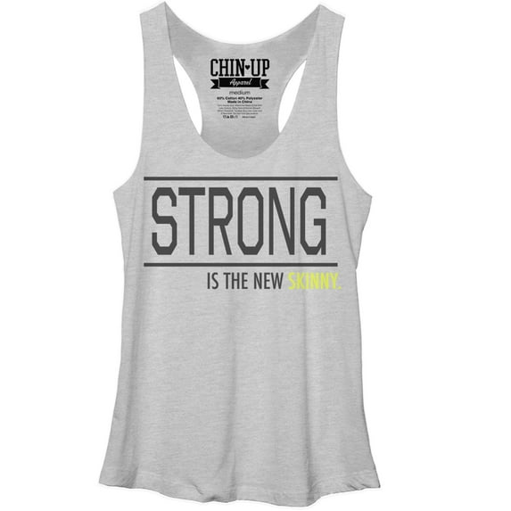 Women's CHIN UP The New Skinny Racerback Tank Top White Heather Medium