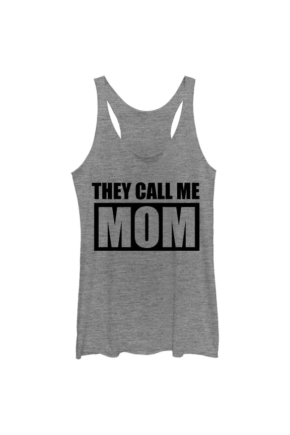 Women's CHIN UP They Call Me Mom Racerback Tank Top Gray Heather Medium