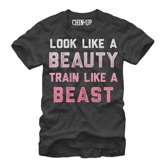 Women's CHIN UP Train Like a Beast  Boyfriend Graphic Tee Charcoal 2X Large