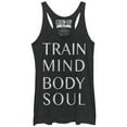 thumbnail image 1 of Women's CHIN UP Train Mind Body Soul  Racerback Tank Top Black Heather Medium, 1 of 3