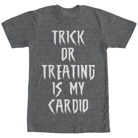 Women's CHIN UP Trick or Treating is my Cardio  Boyfriend Graphic Tee Charcoal Heather Small