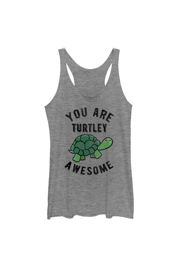 Women's CHIN UP Turtley Awesome  Racerback Tank Top Gray Heather Small