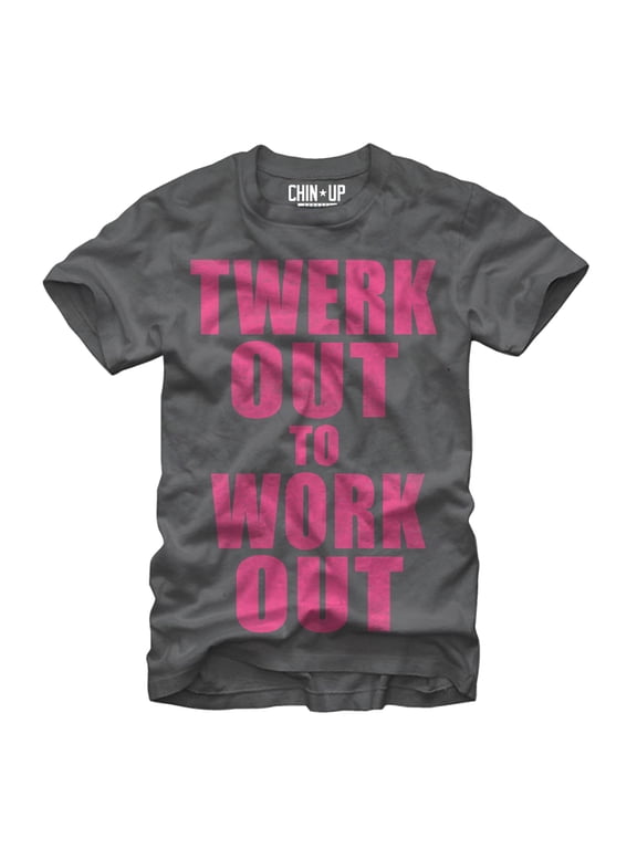 Women's CHIN UP Twerk Out Boyfriend Graphic Tee Charcoal Small