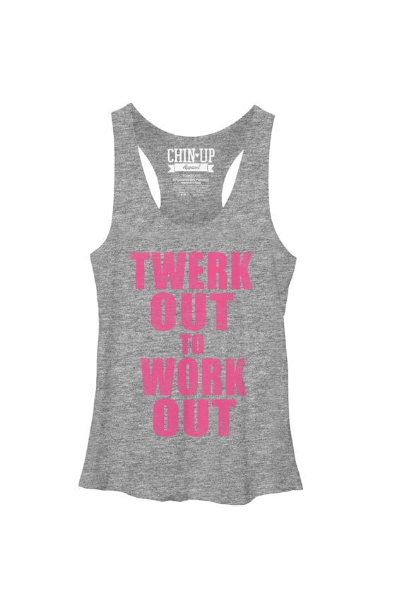 Women's CHIN UP Twerk Out Racerback Tank Top Gray Heather Large