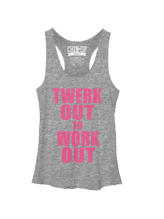Women's CHIN UP Twerk Out Racerback Tank Top Gray Heather Medium