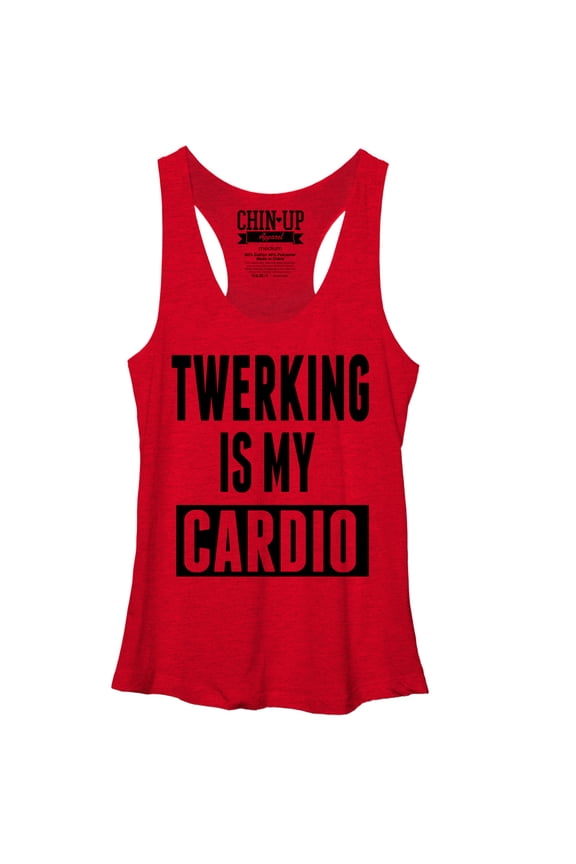 Women's CHIN UP Twerking is my Cardio  Racerback Tank Top Red Heather Medium