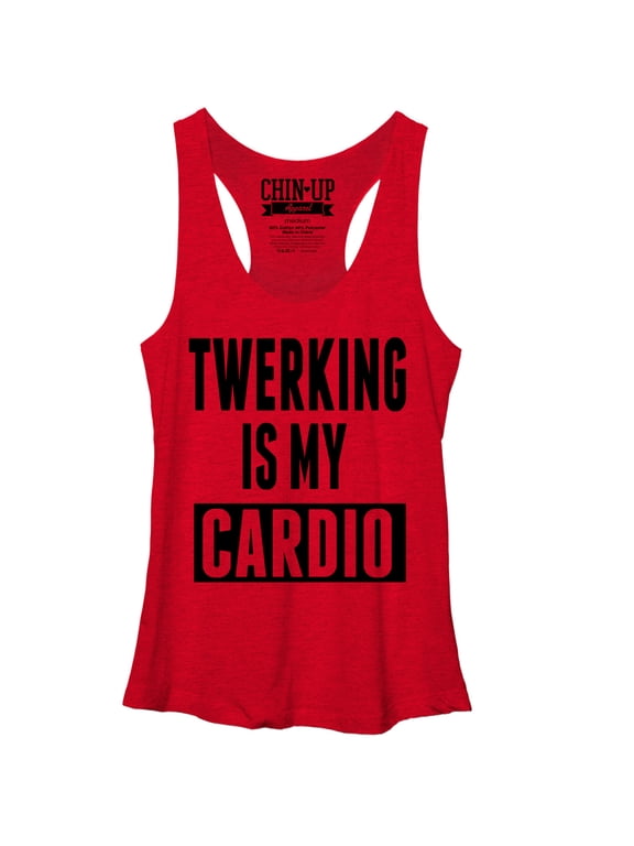 Women's CHIN UP Twerking is my Cardio Racerback Tank Top Red Heather Small