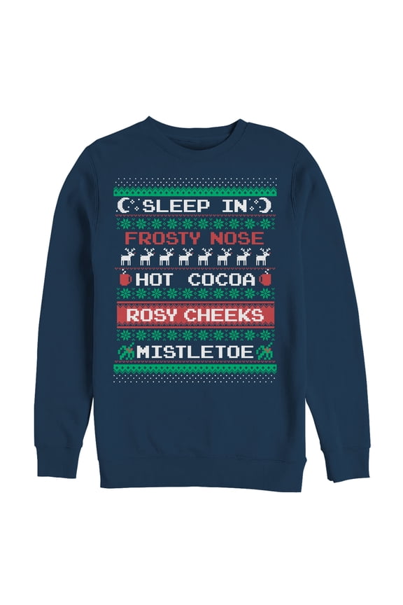 Women's CHIN UP Ugly Christmas Checklist Sweatshirt Navy Blue Small