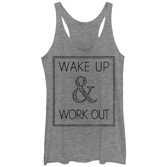 Women's CHIN UP Wake Up and Work Out Racerback Tank Top Gray Heather Medium