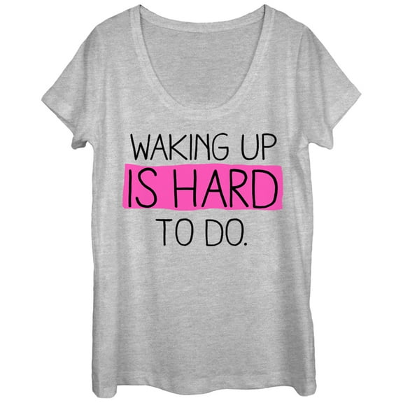 Women's CHIN UP Waking Up Is Hard To Do  Scoop Neck Athletic Heather Small