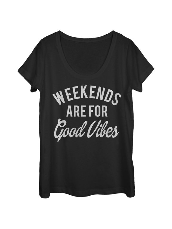 Women's CHIN UP Weekends are for Good Vibes Scoop Neck Black X Large