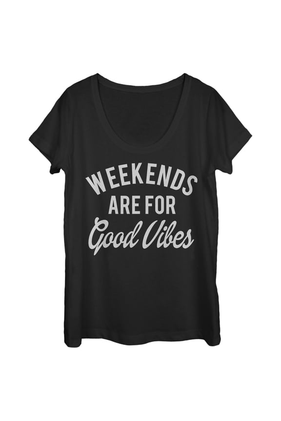 Women's CHIN UP Weekends are for Good Vibes Scoop Neck Black X Large