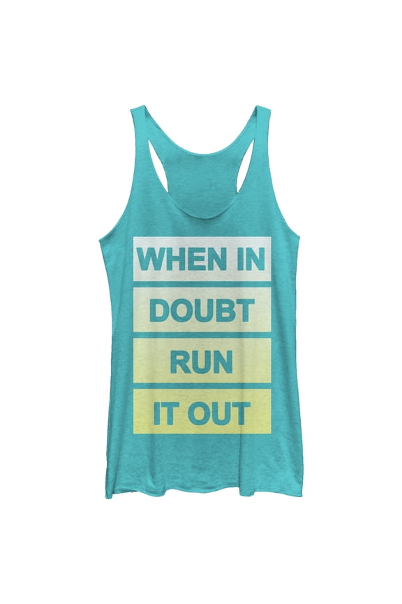 Women's CHIN UP When In Doubt Run It Out Racerback Tank Top Tahiti Blue X Large