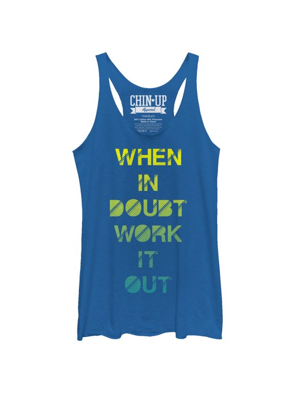 Women's CHIN UP When in Doubt Work it Out Racerback Tank Top Royal Blue Heather Small