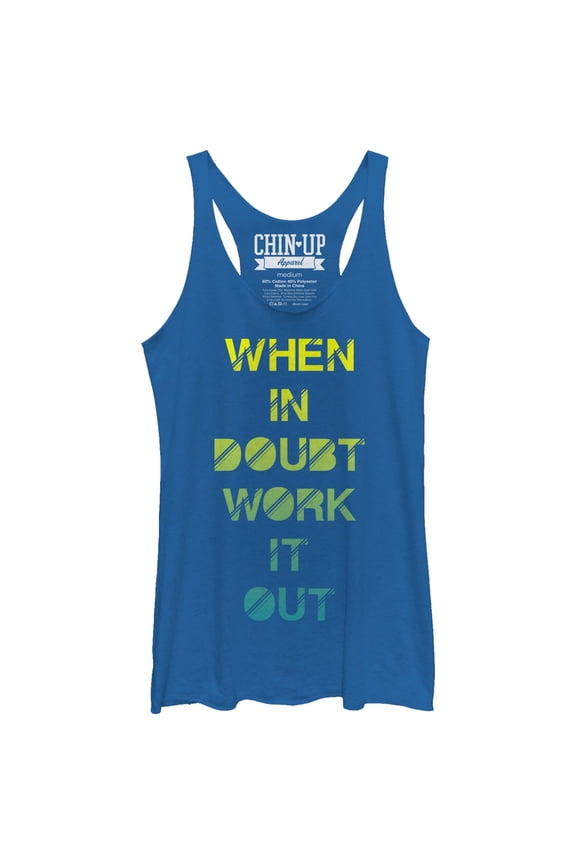 Women's CHIN UP When in Doubt Work it Out Racerback Tank Top Royal Blue Heather Small
