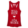 thumbnail image 1 of Women's CHIN UP Will Run For Wine  Racerback Tank Top Red Heather X Large, 1 of 3