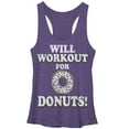 thumbnail image 1 of Women's CHIN UP Will Work Out For Donuts Racerback Tank Top Purple Heather Large, 1 of 3