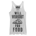 thumbnail image 1 of Women's CHIN UP Will Work Out for Food  Racerback Tank Top White Heather Small, 1 of 3