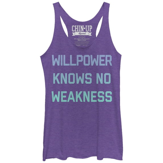 Women's CHIN UP Willpower Knows No Weakness Racerback Tank Top Purple Heather Medium