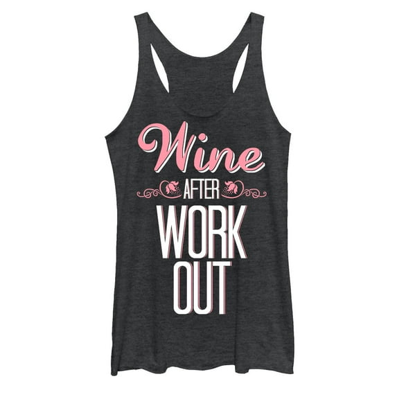 Women's CHIN UP Wine After Work Out Racerback Tank Top Black Heather Small