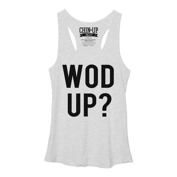 Women's CHIN UP Wod Up Racerback Tank Top White Heather Medium