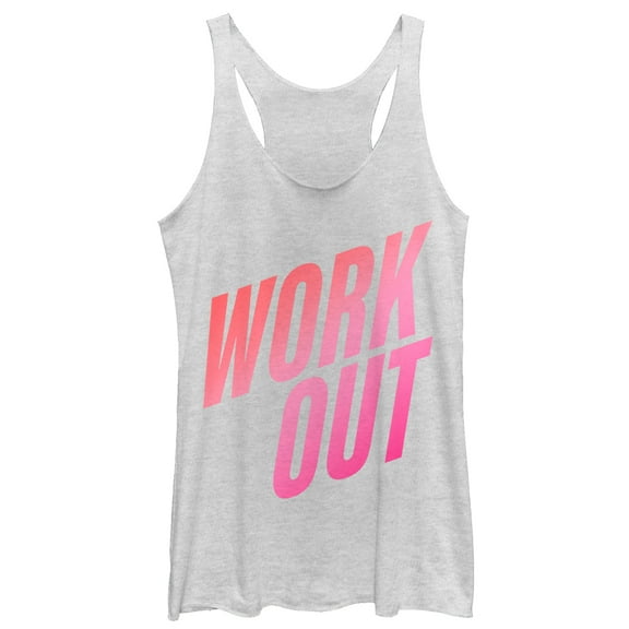 Women's CHIN UP Work Out Fade Racerback Tank Top White Heather 2X Large