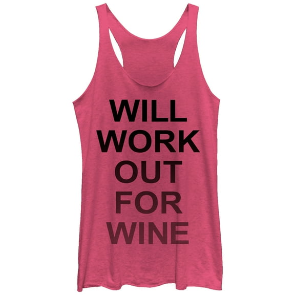 Women's CHIN UP Work Out For Wine  Racerback Tank Top Pink Heather Medium