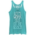 thumbnail image 1 of Women's CHIN UP Work Out on the Beach  Racerback Tank Top Tahiti Blue Small, 1 of 3