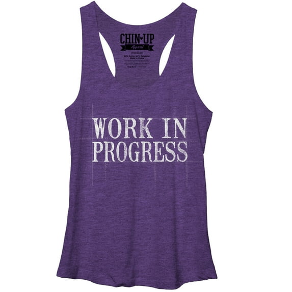 Women's CHIN UP Work in Progress Racerback Tank Top Purple Heather Medium