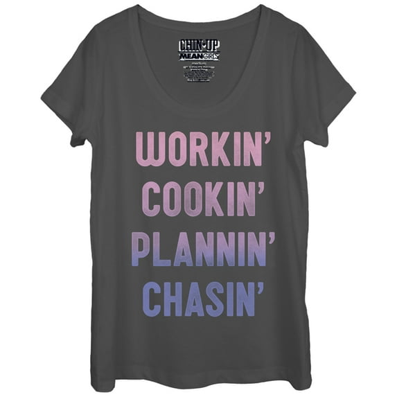 Women's CHIN UP Working Cooking Planning Chasing Scoop Neck Charcoal Small