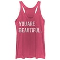 thumbnail image 1 of Women's CHIN UP You are Beautiful Racerback Tank Top Pink Heather Medium, 1 of 3