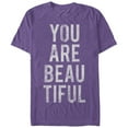 thumbnail image 1 of Women's CHIN UP You are Beautiful Vertical  Boyfriend Graphic Tee Purple Small, 1 of 3