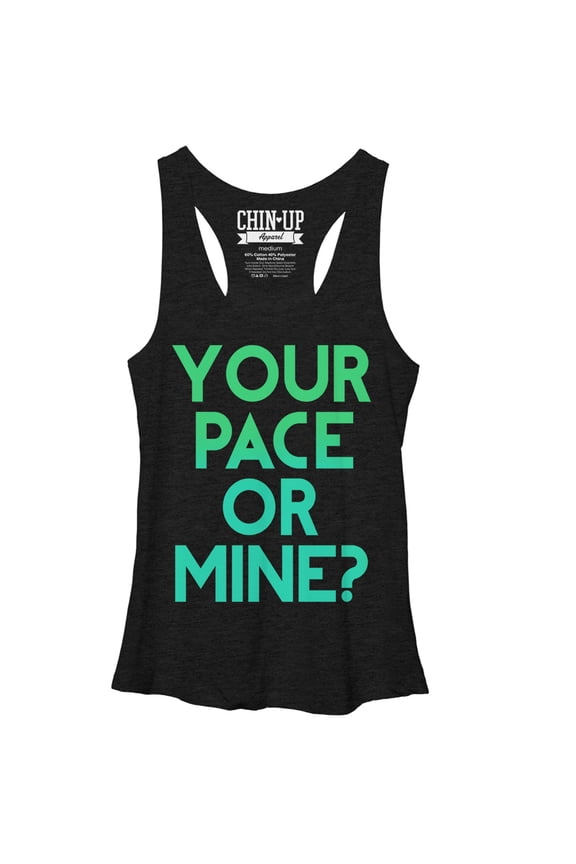 Women's CHIN UP Your Pace or Mine Racerback Tank Top Black Heather Small