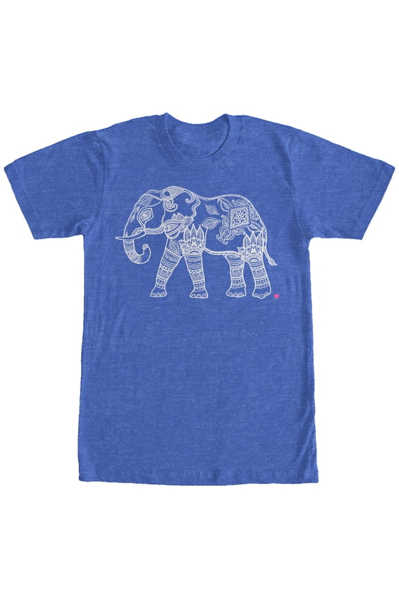 Women's CHIN UP Zen Elephant Boyfriend Graphic Tee Royal Blue Heather Large