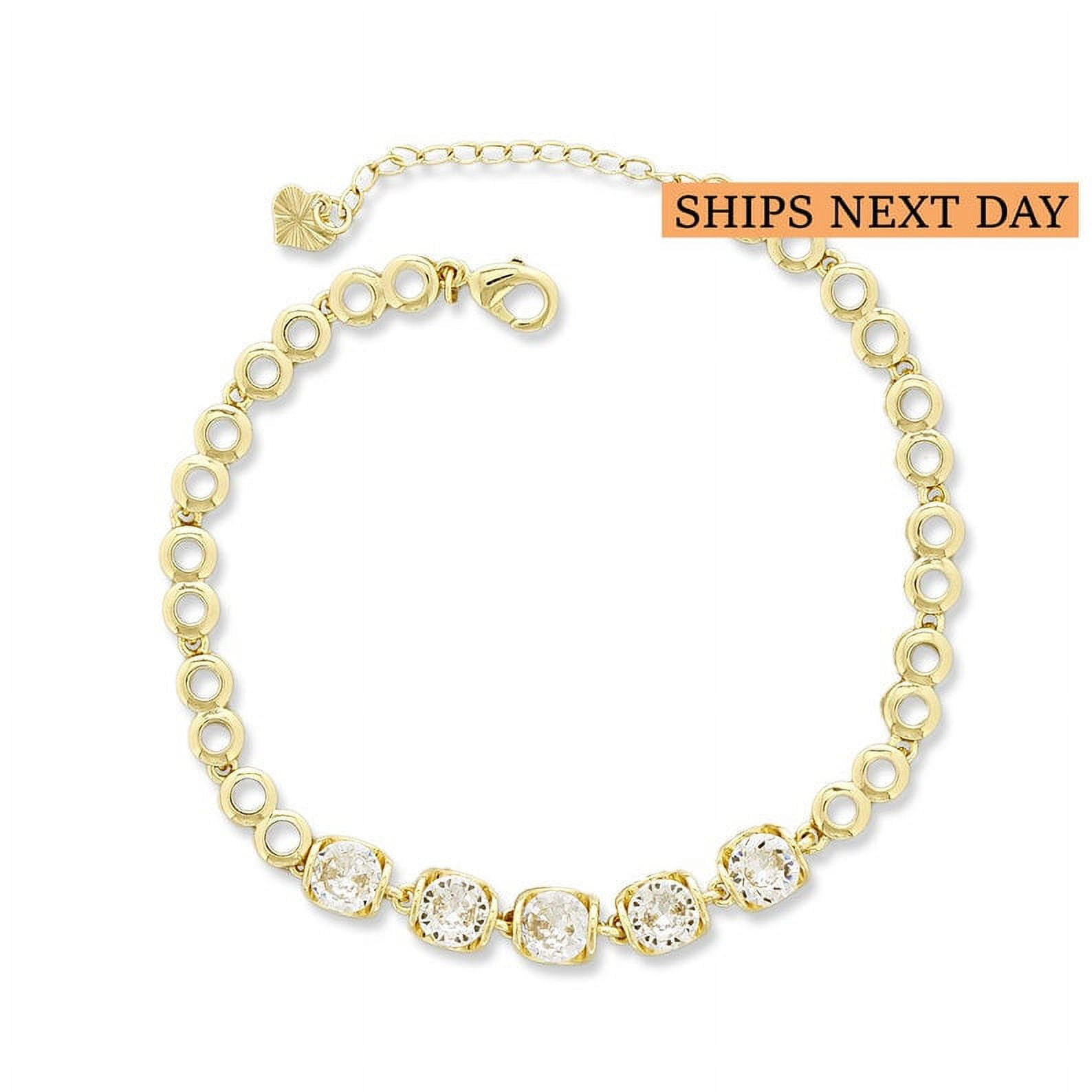 Women's CZ Stone Ankle Bracelet, Minimal Anklets Gold Plated with 7"+2" Inch Adjustable Size.