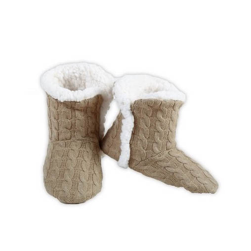 Women's Cable Knit Booties House Slippers w/ Sherpa Fleece Lining and