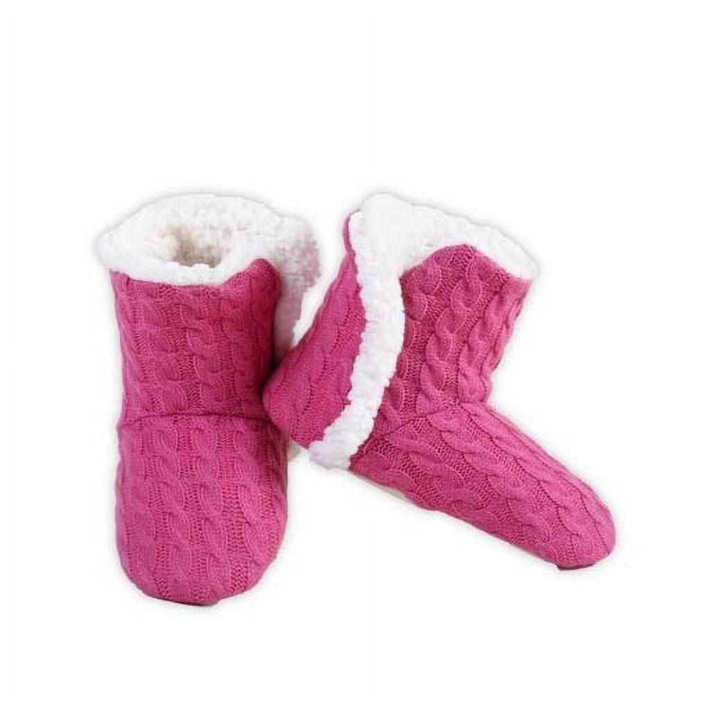 Women's Cable Knit Booties House Slippers w/ Sherpa Fleece Lining and