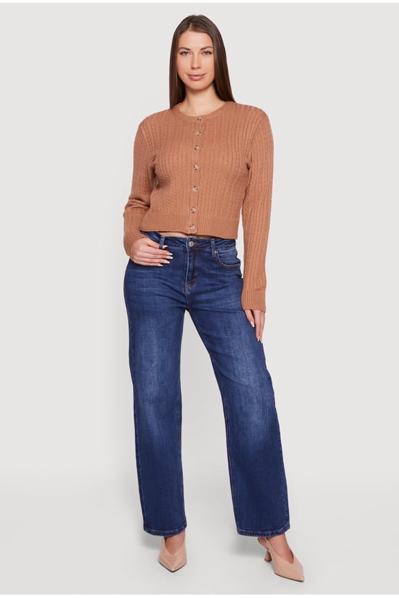 Women's Cable Knit Button Front Cardigan