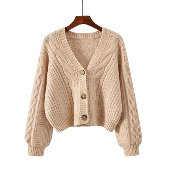 Women's Cable Knit Cardigan Sweaters Long Sleeve Button Down Knit Sweater Outerwear