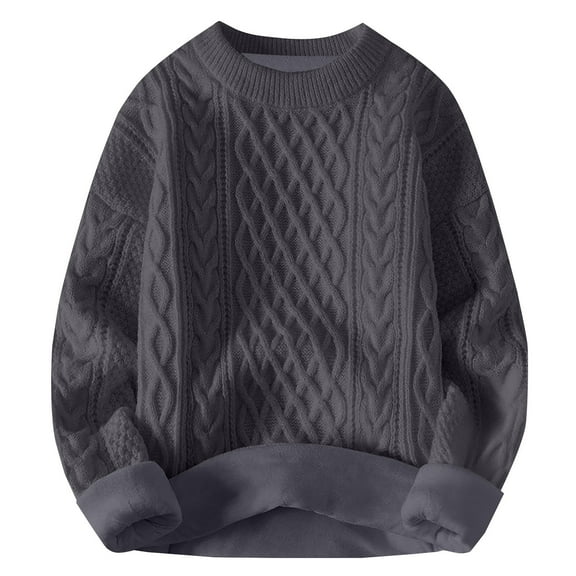 Women's Cable Knit Chunky Sweater, Round Neck Loose Fit Long Sleeve Pullover Top with Soft Polyester Blend Fabric for Winter Season, Casual Comfort and Versatile Daily Wear Grey M