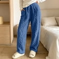 thumbnail image 1 of Women's Cable Knit Fuzzy Loungewear Pants Elastic Waist Jogger Style Warm Plush Home Trousers with Pockets for Fall Winter, 1 of 6