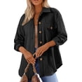 thumbnail image 1 of Women's Cable Knit Lightweight Long Sleeve Casual Oversized Button Down Shirt, 1 of 10