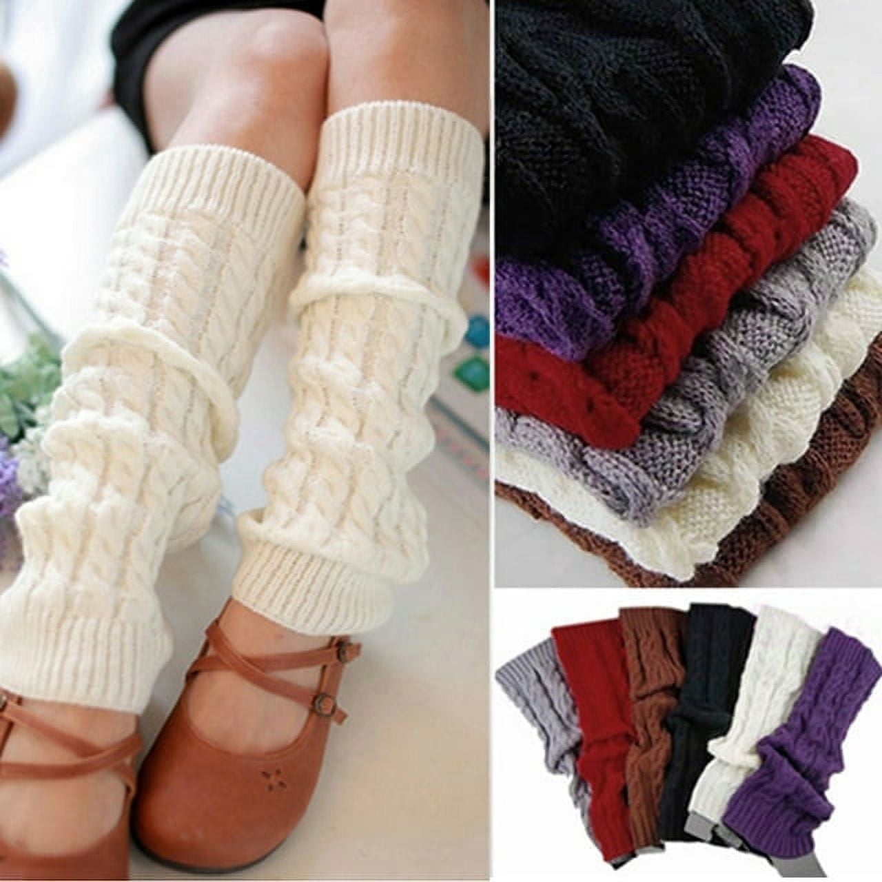 Women's Cable Knit Long Boot Stocking Socks Knee High Winter Leg Warmers  Women Leg Warmers Knit Ribbed Leg Warmer for Party Accessories