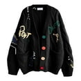 thumbnail image 1 of Women's Cable Knit Long Sleeve Open Front Cardigan Sheep V-Neck Button Down Sweater Coat Outwear, 1 of 7