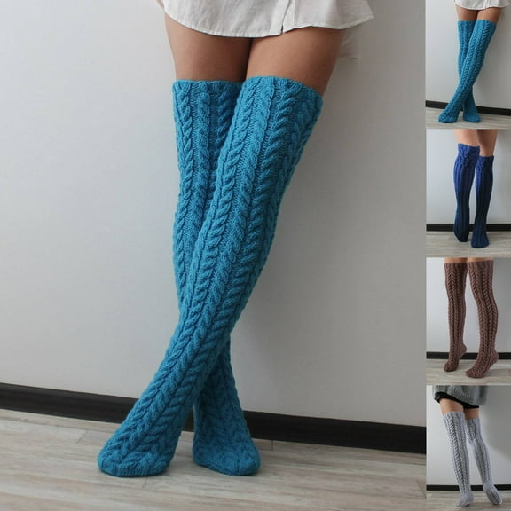 Women's Cable Knit Over Knee Socks Extra Long Boot Thigh High Leg Warmers