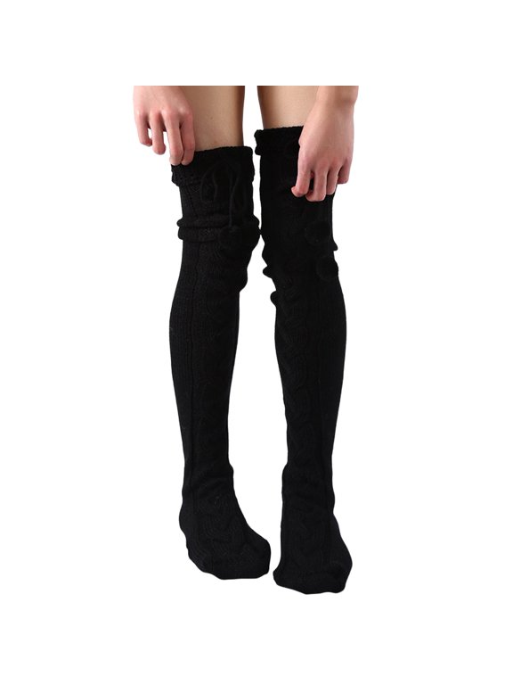 Women's Cable Knit Over The Knee Socks Stacked Leg Warmers Stretchy Fit Cozy Winter Socks