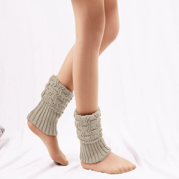 Women's Cable Knit Short Leg Warmers Ribbed Boot Cuffs for Winter Cold Weather Daily Wear and Layering Comfortable Beige