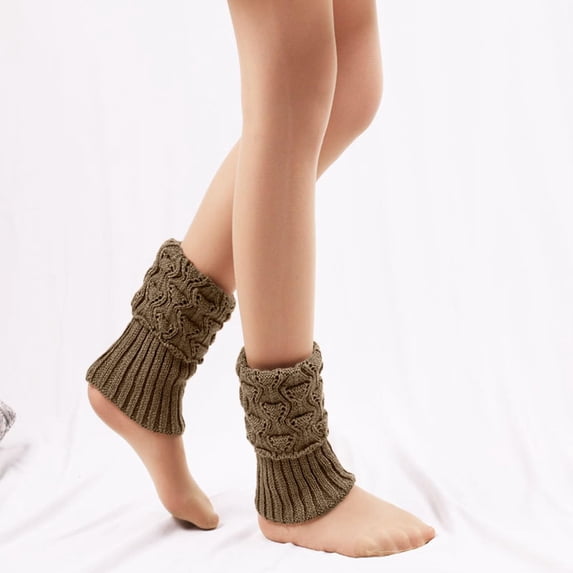 Women's Cable Knit Short Leg Warmers Ribbed Boot Cuffs for Winter Cold Weather Daily Wear and Layering Comfortable Khaki