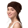 thumbnail image 1 of Women's Cable Knit Slouchy Beanie - Soft Warm Winter Hat for Cold Weather, Perfect for Casual Wear, Travel & Outdoor Activities-Coffee, 1 of 4